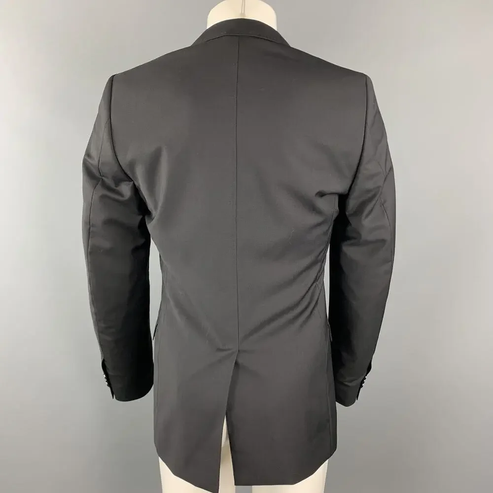 D&G by DOLCE & GABBANA 36 R Black Solid Wool Notch Lapel Sport Coat